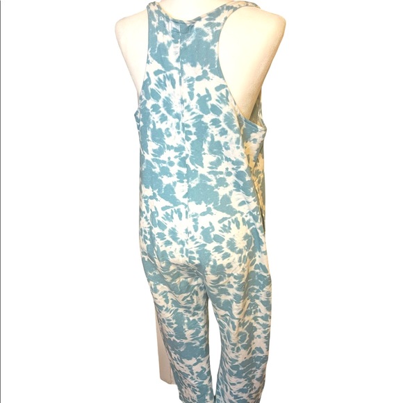 COLSIE Fleece Tie Dye Turquoise & White Pull On Lounge Jumpsuit. Size S - Picture 7 of 11